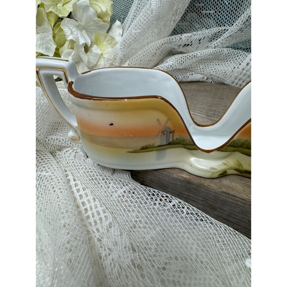 Vintage Nippon Hand Painted Spoon Holder Sunset & Tree Sceen - Picture 9 of 11